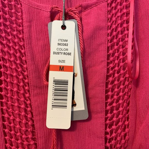 NWT Joseph A boho blouse - crochet crinkle top - Picture 3 of 10